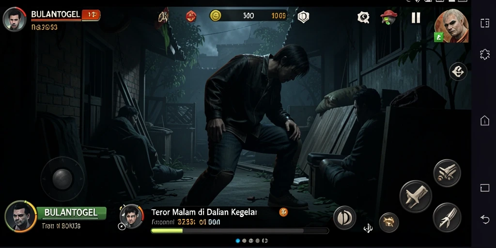 Screenshot gameplay BULANTOGEL dengan suasana Horror yang mencekam.