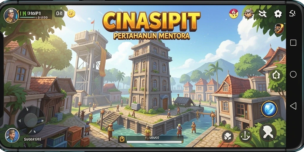 Tampilan gameplay menara yang menarik dan penuh aksi dalam CINASIPIT.
