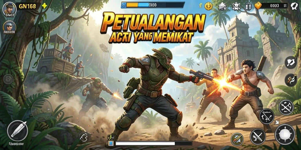 Tampilan mendebarkan gameplay GN168 dengan aksi seru dan intens.