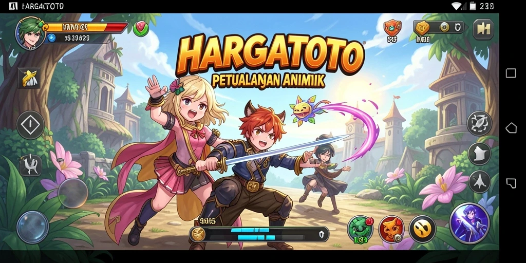 Screenshot gameplay HARGATOTO menampilkan pertarungan seru karakter anime.
