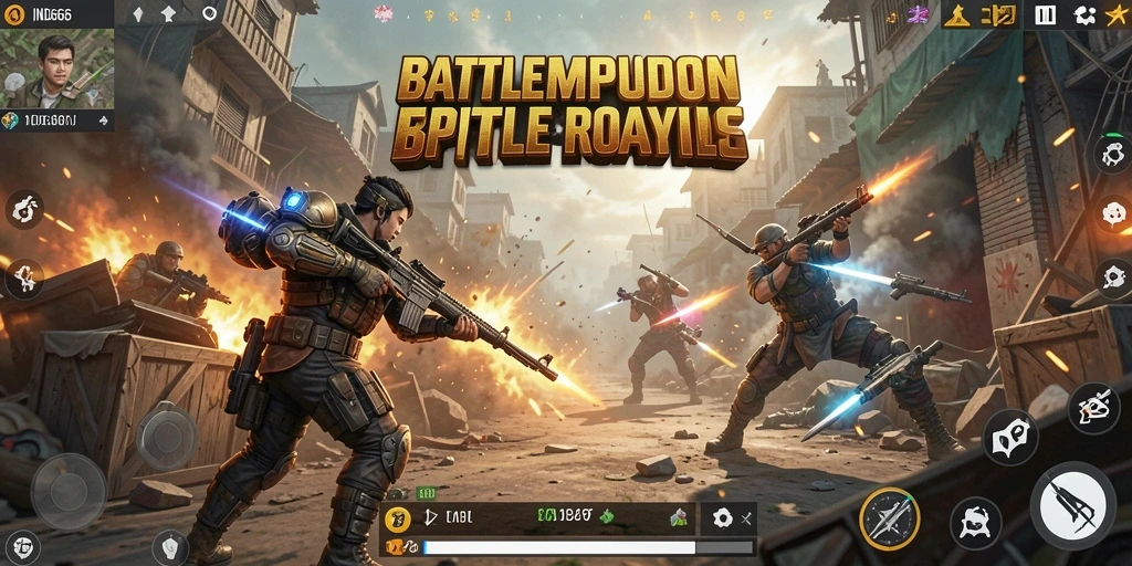 Screenshot dari gameplay seru IND666 dalam pertempuran Battle Royale.