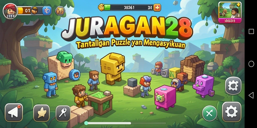 Screenshot gameplay JURAGAN28 menunjukkan momen menyelesaikan teka-teki.