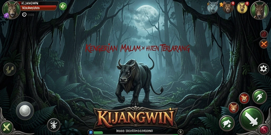 Tampilan gameplay KIJANGWIN yang mencekam di hutan terlarang.