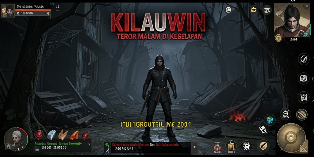 Screenshot gameplay KILAUWIN menampilkan momen mencekam di ruang gelap.