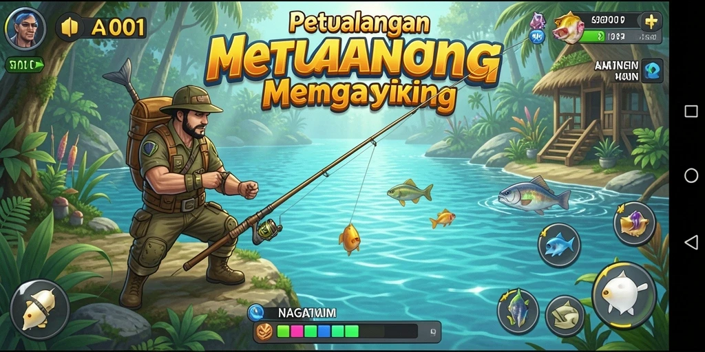 Tangkapan screenshot gameplay NAGA1001 saat memancing di laut.