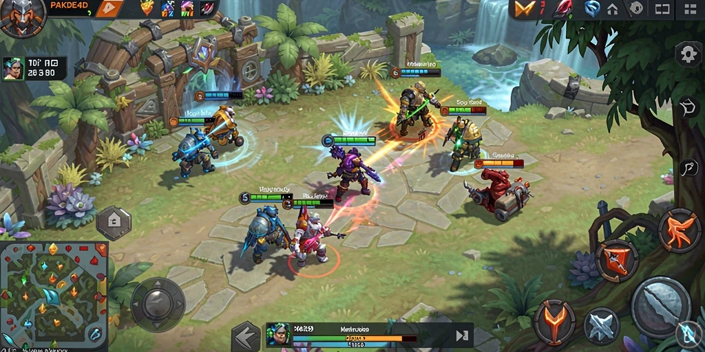 Screenshot menampilkan aksi seru dalam game MOBA.