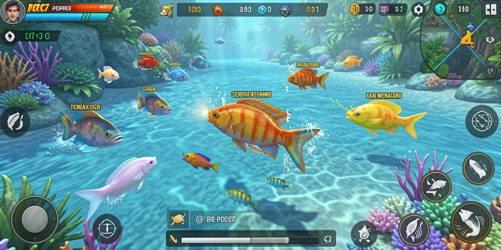 Tampilan gameplay seru saat menembak ikan di PCPC7.