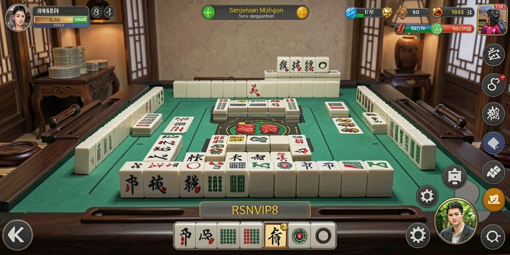 Tampilan gameplay menarik RSNVIP8 dengan ubin Mahjong.