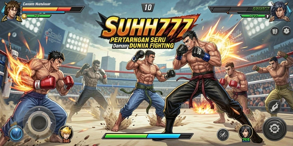 Tampilan gameplay seru di SUHU777 dengan karakter bertarung.