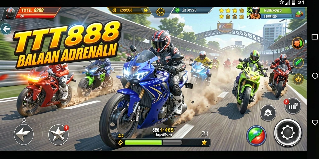 Screenshot gameplay TTT888 yang menunjukkan momen balapan terbakar.