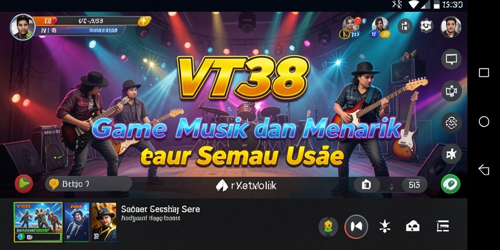 Tampilan gameplay VT38 dengan grafis musik yang menarik.